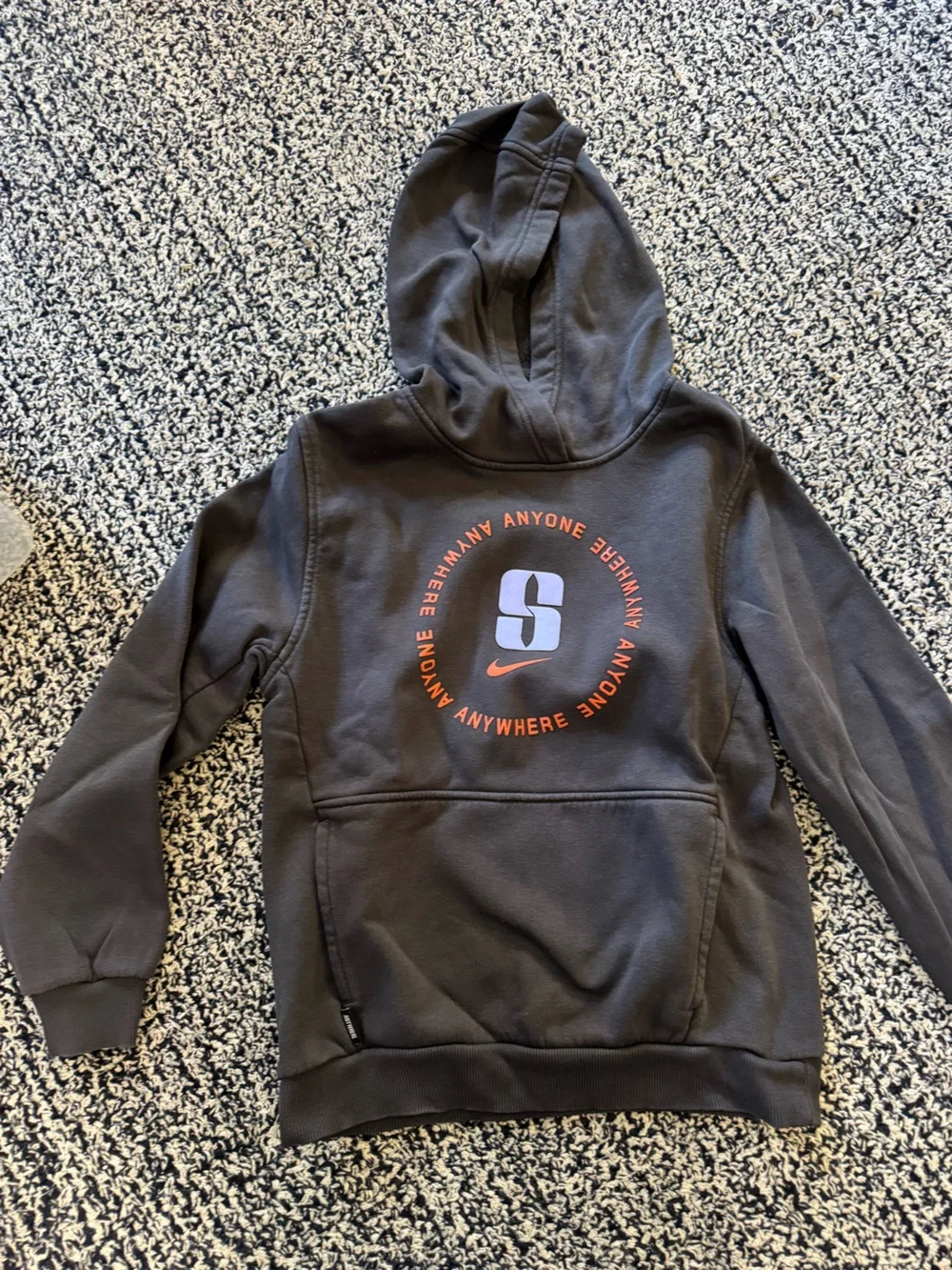 Nike Black Kids Pullover Hoodie with Orange Logo
